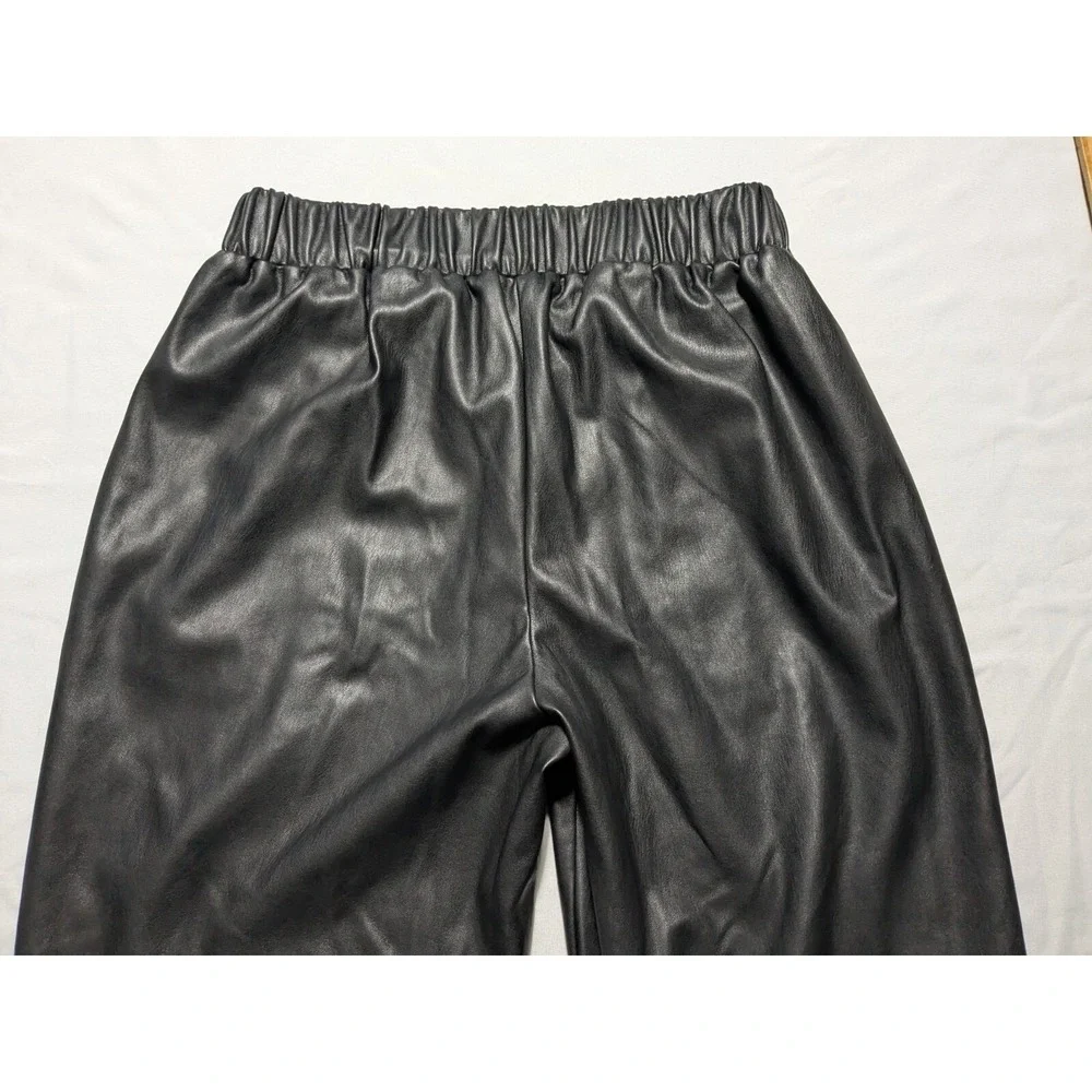 LISADNYC x THE DROP Women Large Black Vegan Leather Pull-On‎ Pants EUC